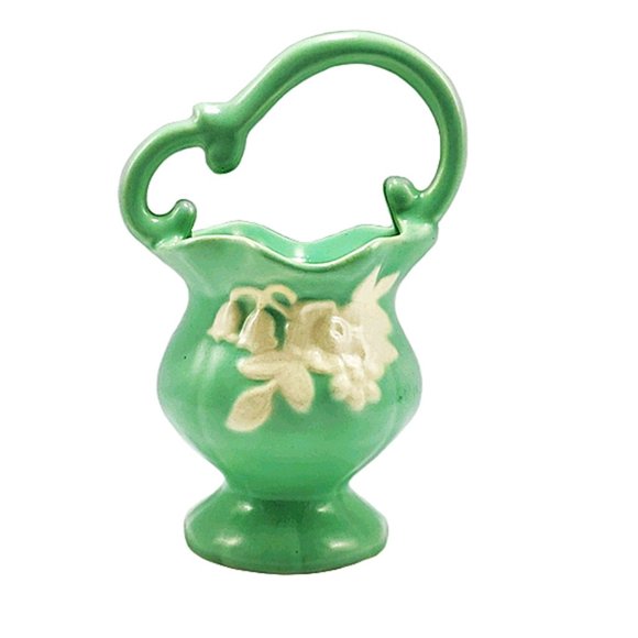 VTG Green Weller White Cameo Bouquet Planter/Pot - Picture 1 of 7